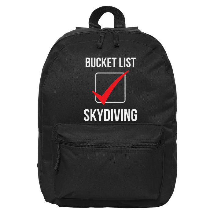 Skydiving Bucket List Check Skydiver Parachute Plane Jump 16 in Basic Backpack