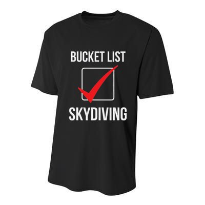 Skydiving Bucket List Check Skydiver Parachute Plane Jump Youth Performance Sprint T-Shirt