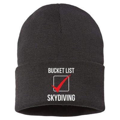 Skydiving Bucket List Check Skydiver Parachute Plane Jump Sustainable Knit Beanie