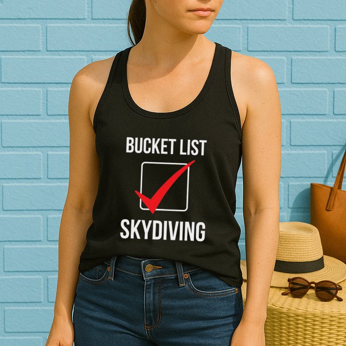 Skydiving Bucket List Check Skydiver Parachute Plane Jump Womens Tank Top