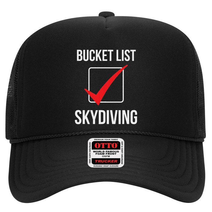 Skydiving Bucket List Check Skydiver Parachute Plane Jump Trucker Hat