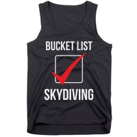 Skydiving Bucket List Check Skydiver Parachute Plane Jump Tank Top