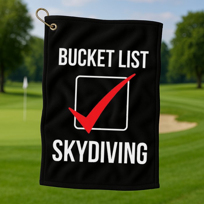 Skydiving Bucket List Check Skydiver Parachute Plane Jump Golf Towel