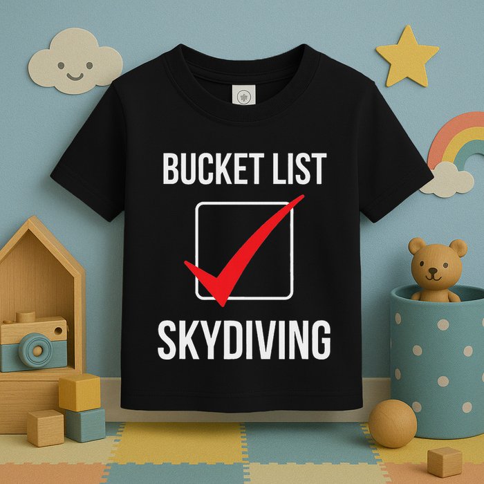 Skydiving Bucket List Check Skydiver Parachute Plane Jump Toddler T-Shirt