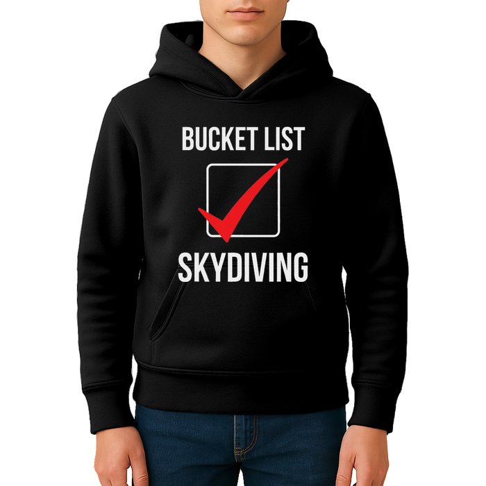 Skydiving Bucket List Check Skydiver Parachute Plane Jump Kids Hoodie