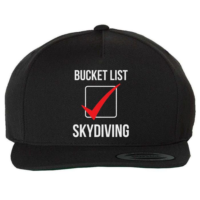 Skydiving Bucket List Check Skydiver Parachute Plane Jump Wool Snapback Cap