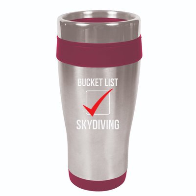 Skydiving Bucket List Check Skydiver Parachute Plane Jump 16oz Travel Tumbler