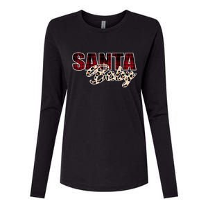 Santa Baby Leopard Christmas Pattern Logo Womens Cotton Relaxed Long Sleeve T-Shirt