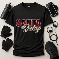 Santa Baby Leopard Christmas Pattern Logo Cooling Performance Crew T-Shirt