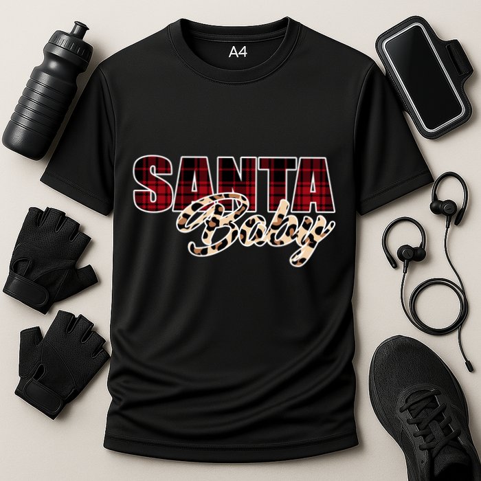 Santa Baby Leopard Christmas Pattern Logo Cooling Performance Crew T-Shirt