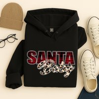 Santa Baby Leopard Christmas Pattern Logo Hoodie