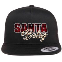 Santa Baby Leopard Christmas Pattern Logo Flat Bill Trucker Hat