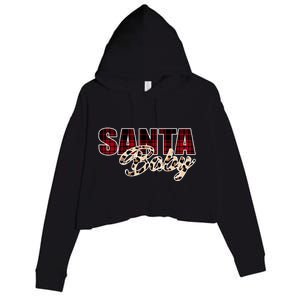 Santa Baby Leopard Christmas Pattern Logo Crop Fleece Hoodie