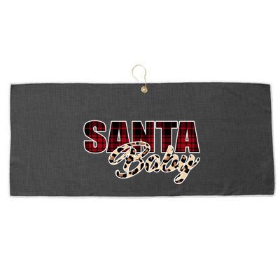 Santa Baby Leopard Christmas Pattern Logo Large Microfiber Waffle Golf Towel