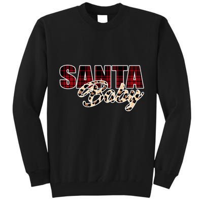 Santa Baby Leopard Christmas Pattern Logo Tall Sweatshirt