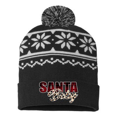 Santa Baby Leopard Christmas Pattern Logo USA-Made Snowflake Beanie