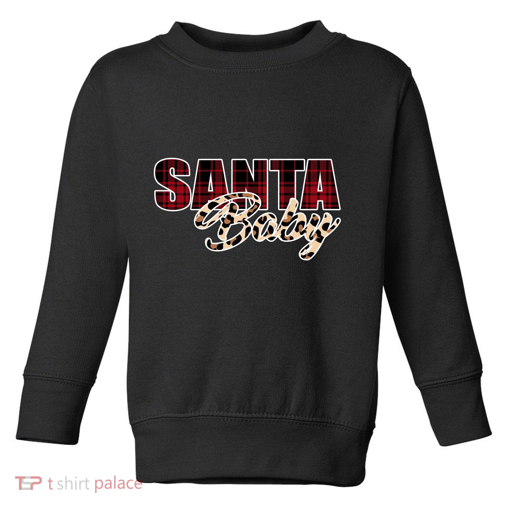 Santa Baby Leopard Christmas Pattern Logo Toddler Sweatshirt