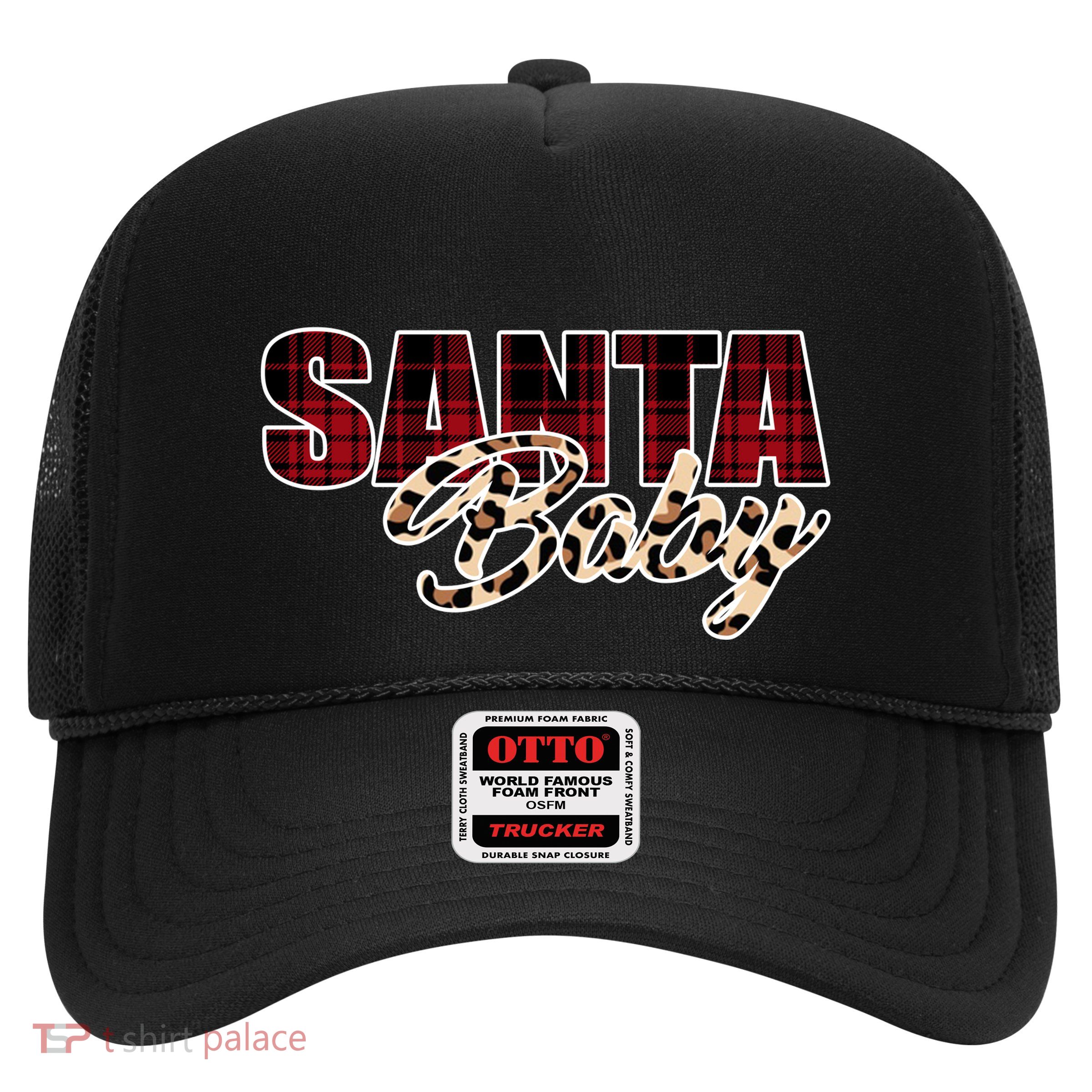 Santa Baby Leopard Christmas Pattern Logo Trucker Hat