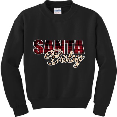 Santa Baby Leopard Christmas Pattern Logo Kids Sweatshirt