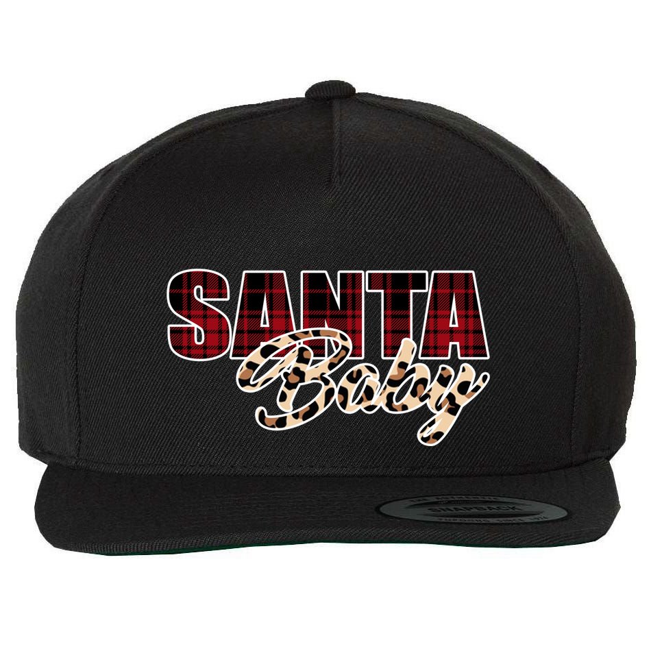 Santa Baby Leopard Christmas Pattern Logo Wool Snapback Cap