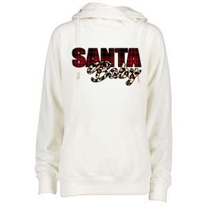 Santa Baby Leopard Christmas Pattern Logo Womens Funnel Neck Pullover Hood