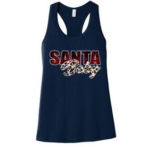 Santa Baby Leopard Christmas Pattern Logo Women's Racerback Tank