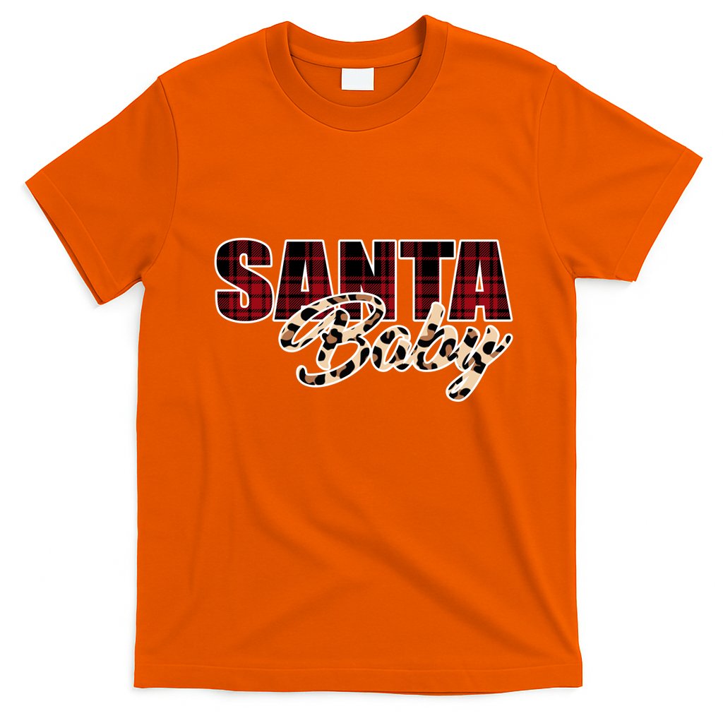 Santa Baby Leopard Christmas Pattern Logo T-Shirt
