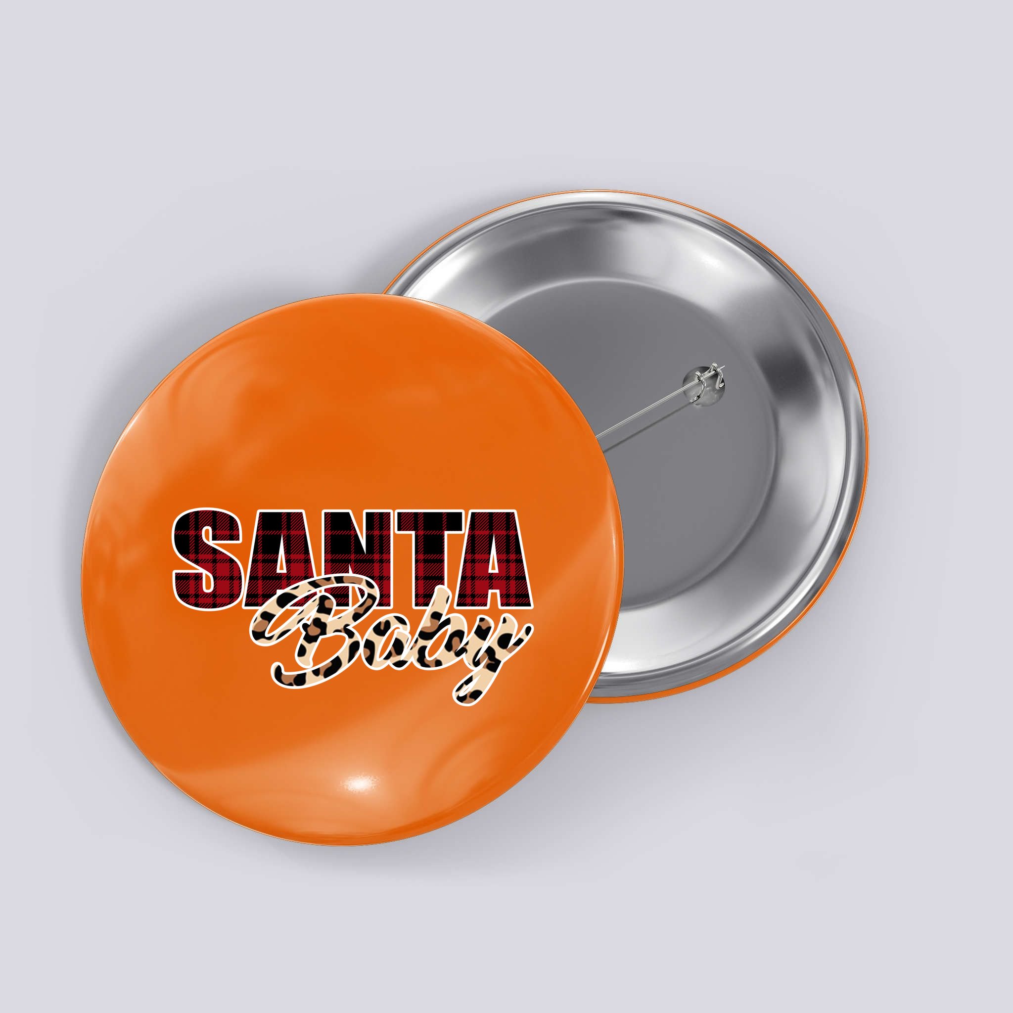 Santa Baby Leopard Christmas Pattern Logo Button