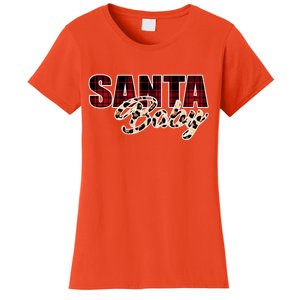 Santa Baby Leopard Christmas Pattern Logo Women's T-Shirt