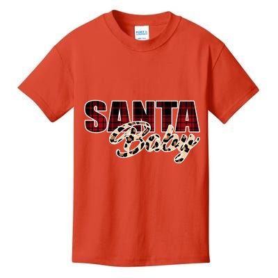 Santa Baby Leopard Christmas Pattern Logo Kids T-Shirt
