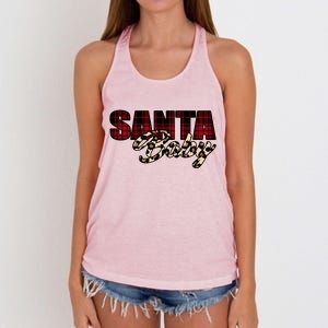 Santa Baby Leopard Christmas Pattern Logo Women's Knotted Racerback Tank