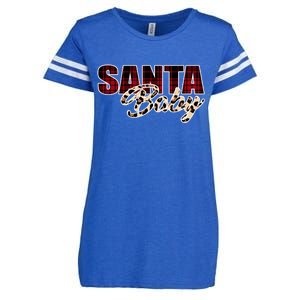 Santa Baby Leopard Christmas Pattern Logo Enza Ladies Jersey Football T-Shirt