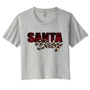 Santa Baby Leopard Christmas Pattern Logo Women's Crop Top Tee