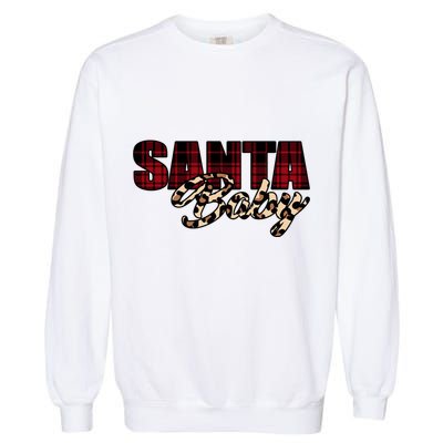 Santa Baby Leopard Christmas Pattern Logo Garment-Dyed Sweatshirt