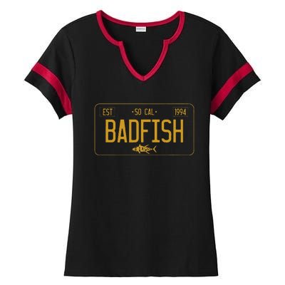 SoCal Badfish License Plate Ladies Halftime Notch Neck Tee