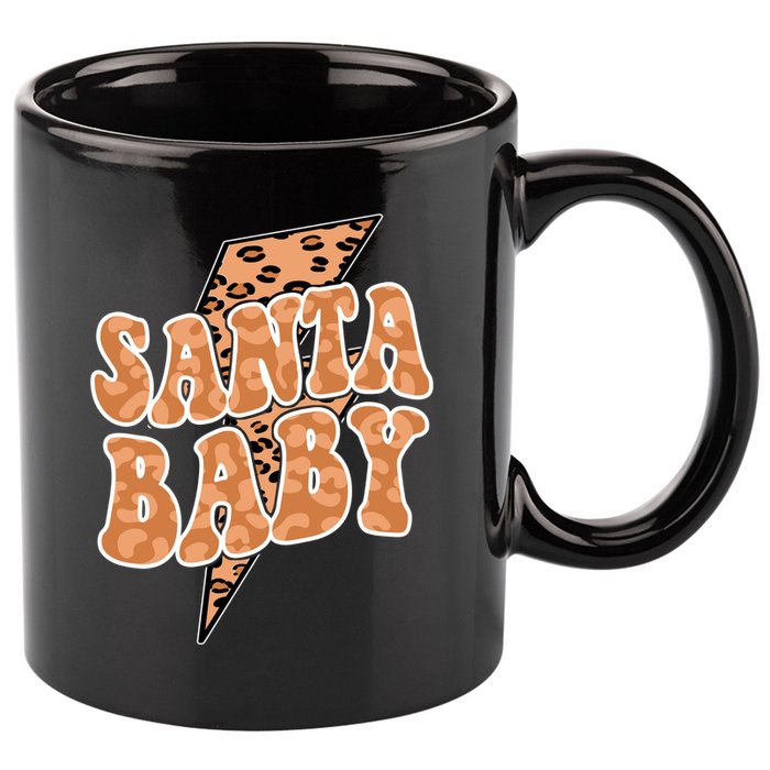 Santa Baby Lightning Cheetah Christmas 11oz C Handle Ceramic Mug