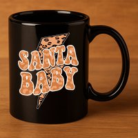 Santa Baby Lightning Cheetah Christmas 11oz C Handle Ceramic Mug