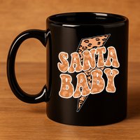 Santa Baby Lightning Cheetah Christmas 11oz C Handle Ceramic Mug
