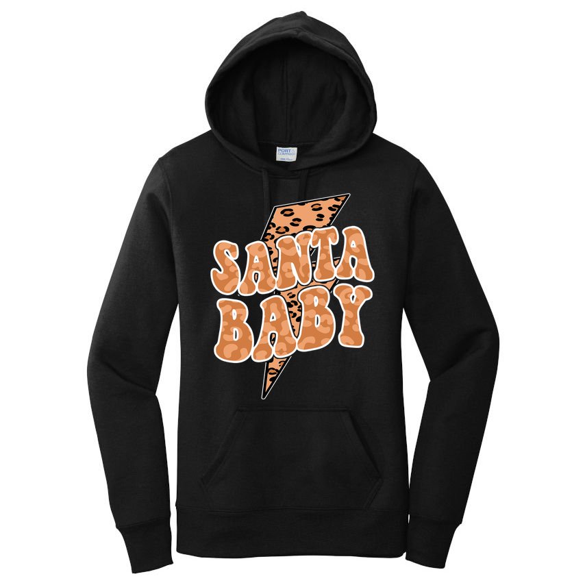 Santa Baby Lightning Cheetah Christmas Women's Pullover Hoodie