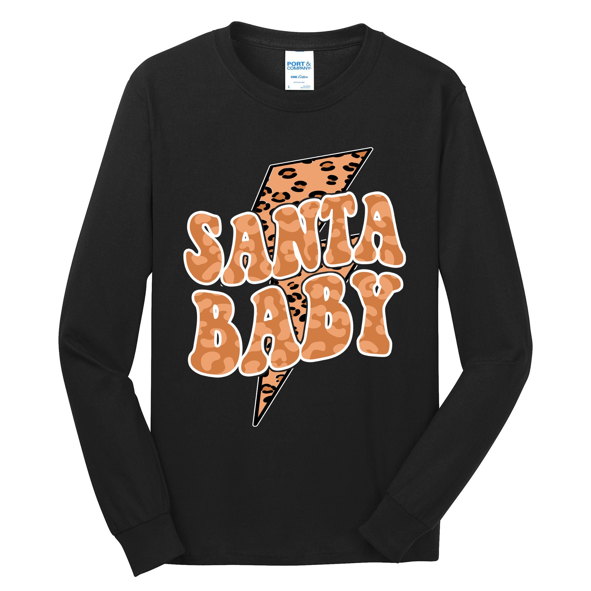 Santa Baby Lightning Cheetah Christmas Tall Long Sleeve T-Shirt