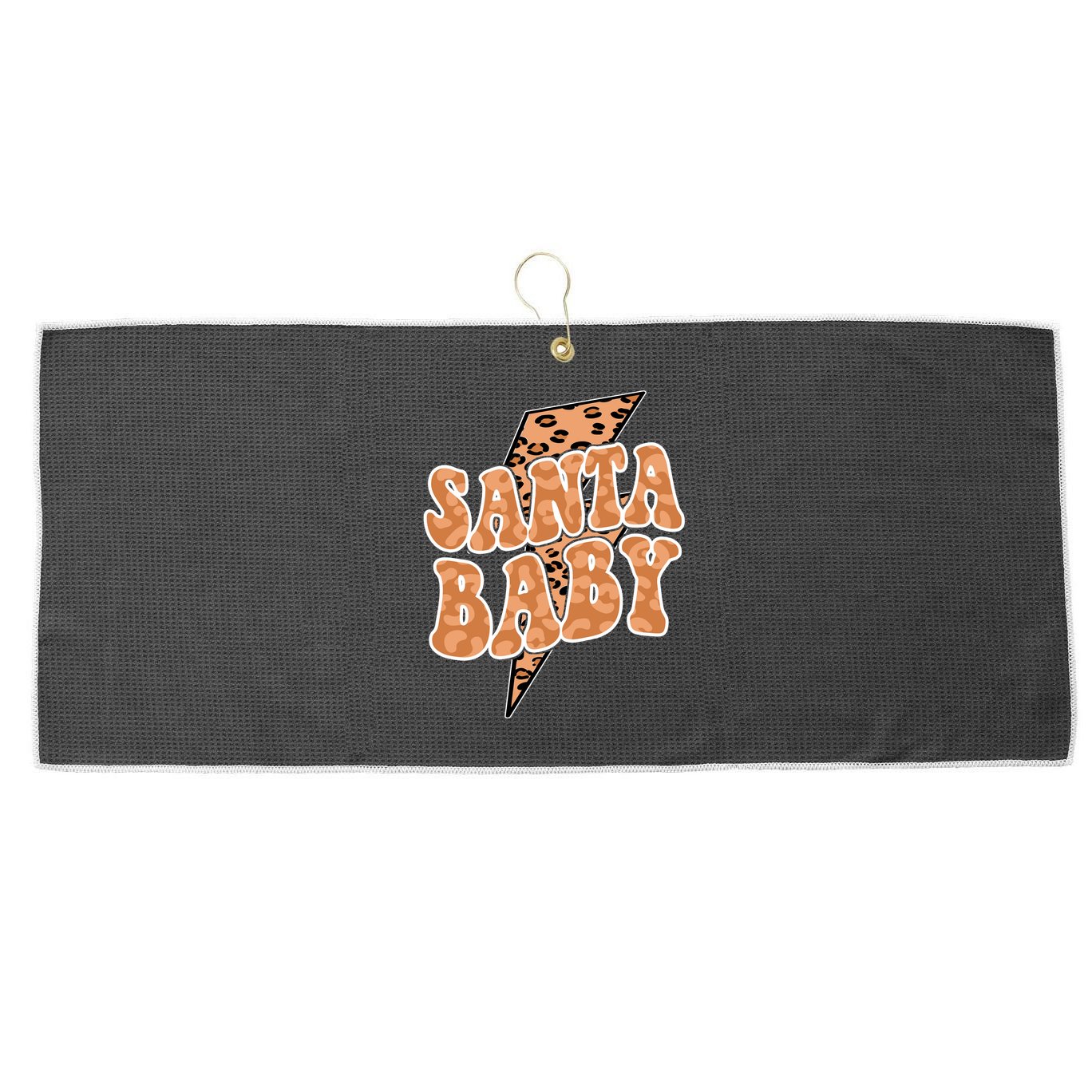 Santa Baby Lightning Cheetah Christmas Large Microfiber Waffle Golf Towel