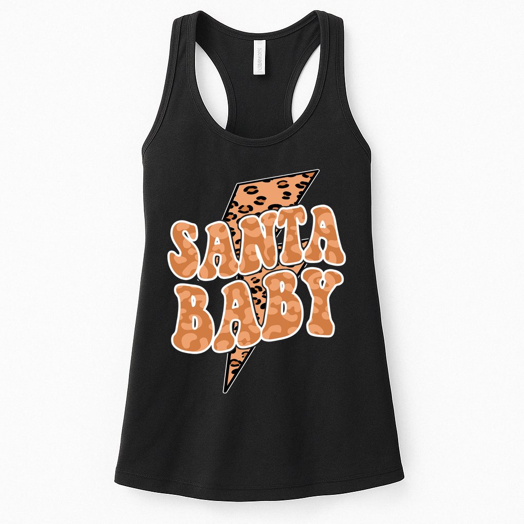 Santa Baby Lightning Cheetah Christmas Womens Tank Top