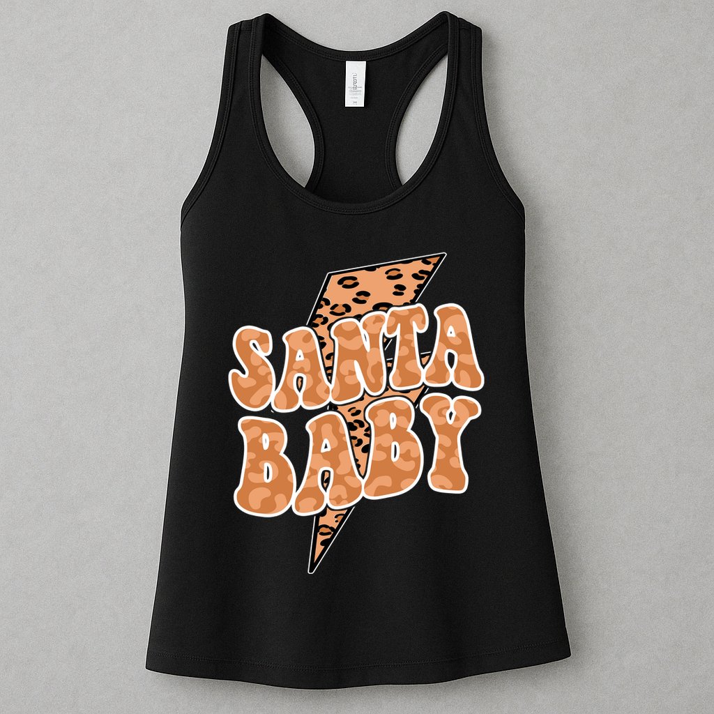 Santa Baby Lightning Cheetah Christmas Womens Tank Top