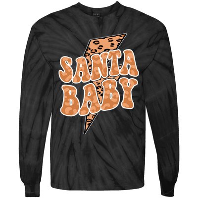 Santa Baby Lightning Cheetah Christmas Tie-Dye Long Sleeve Shirt
