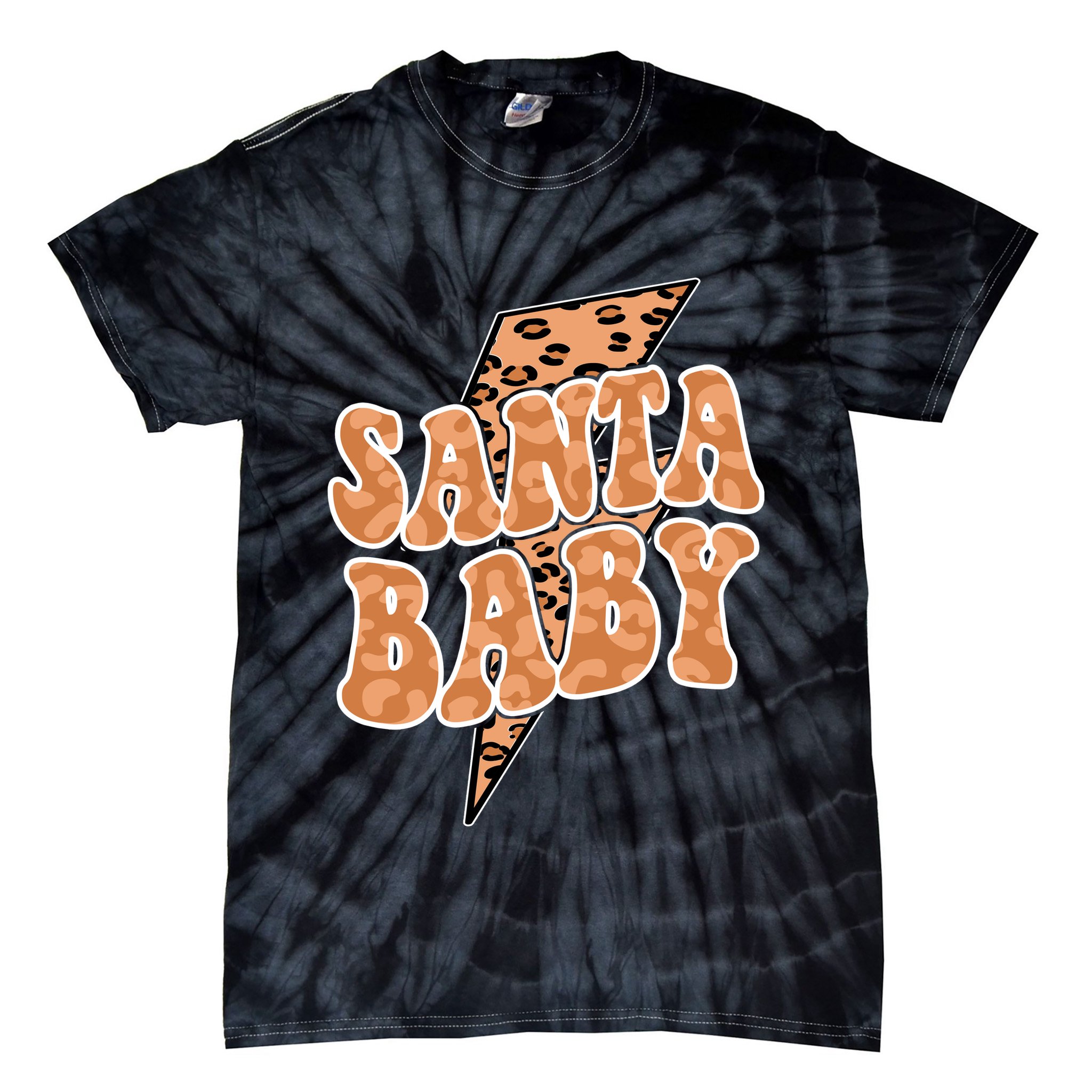 Santa Baby Lightning Cheetah Christmas Tie-Dye T-Shirt