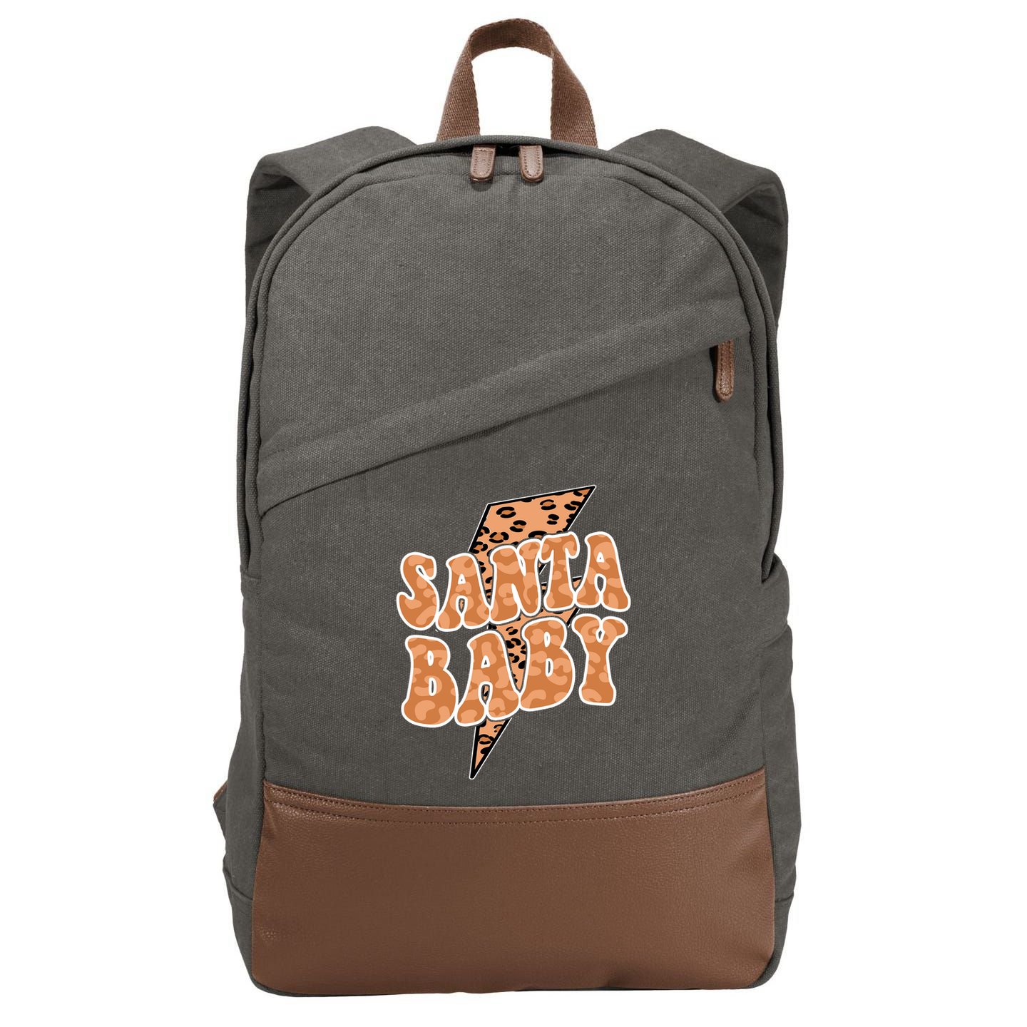 Santa Baby Lightning Cheetah Christmas Cotton Canvas Backpack