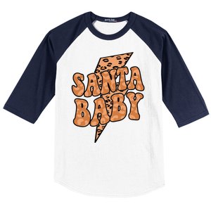 Santa Baby Lightning Cheetah Christmas Baseball Sleeve Shirt