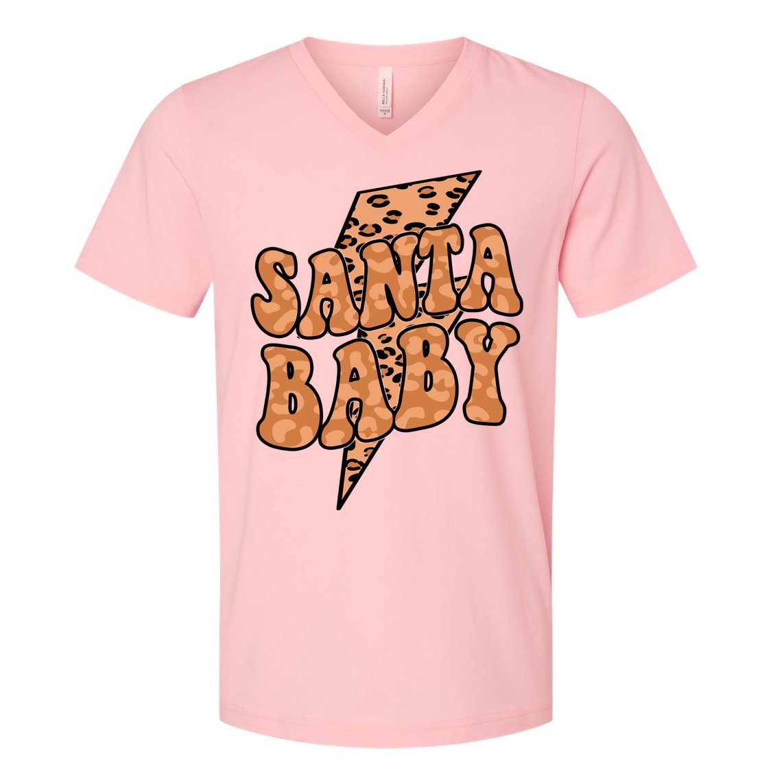 Santa Baby Lightning Cheetah Christmas V-Neck T-Shirt