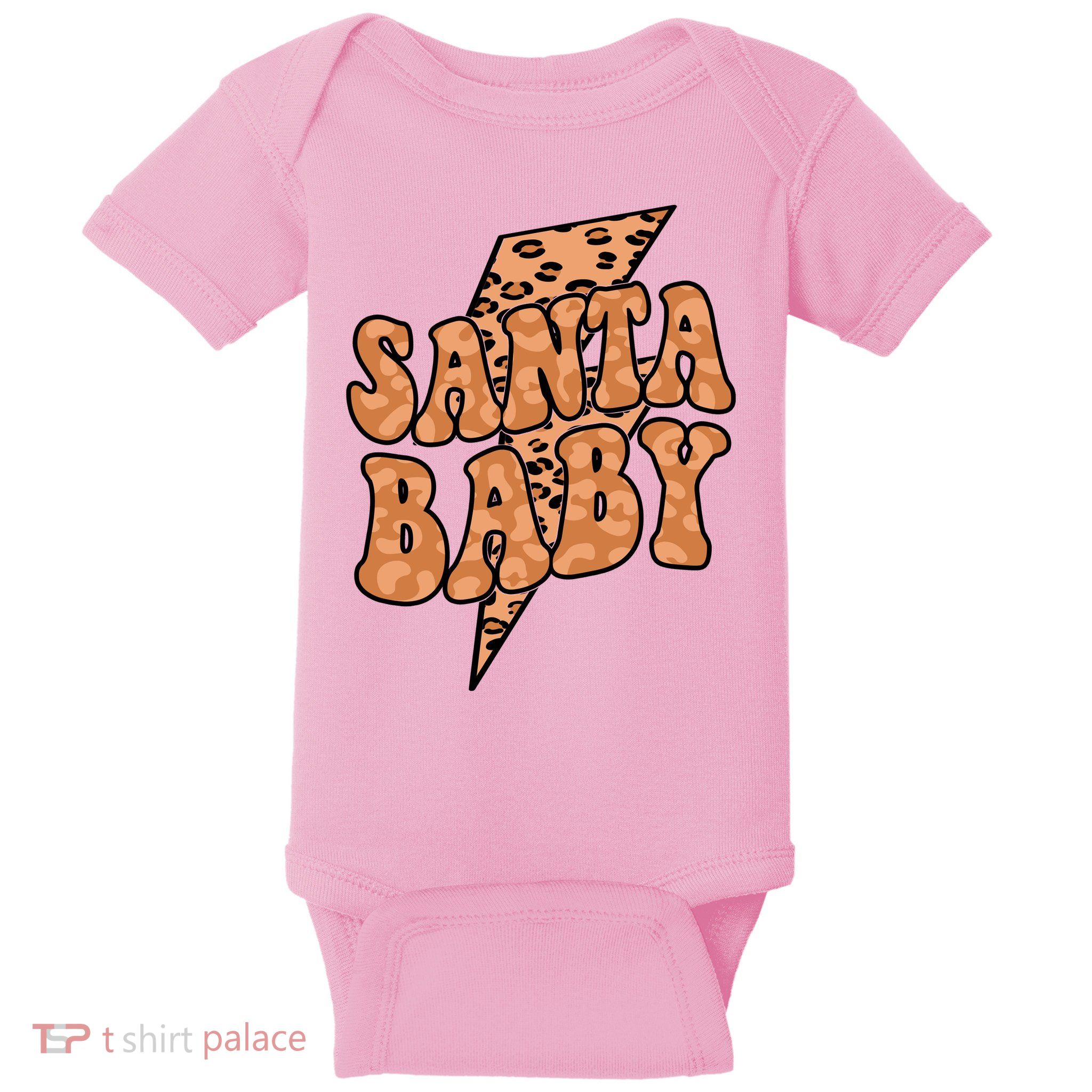 Santa Baby Lightning Cheetah Christmas Baby Bodysuit