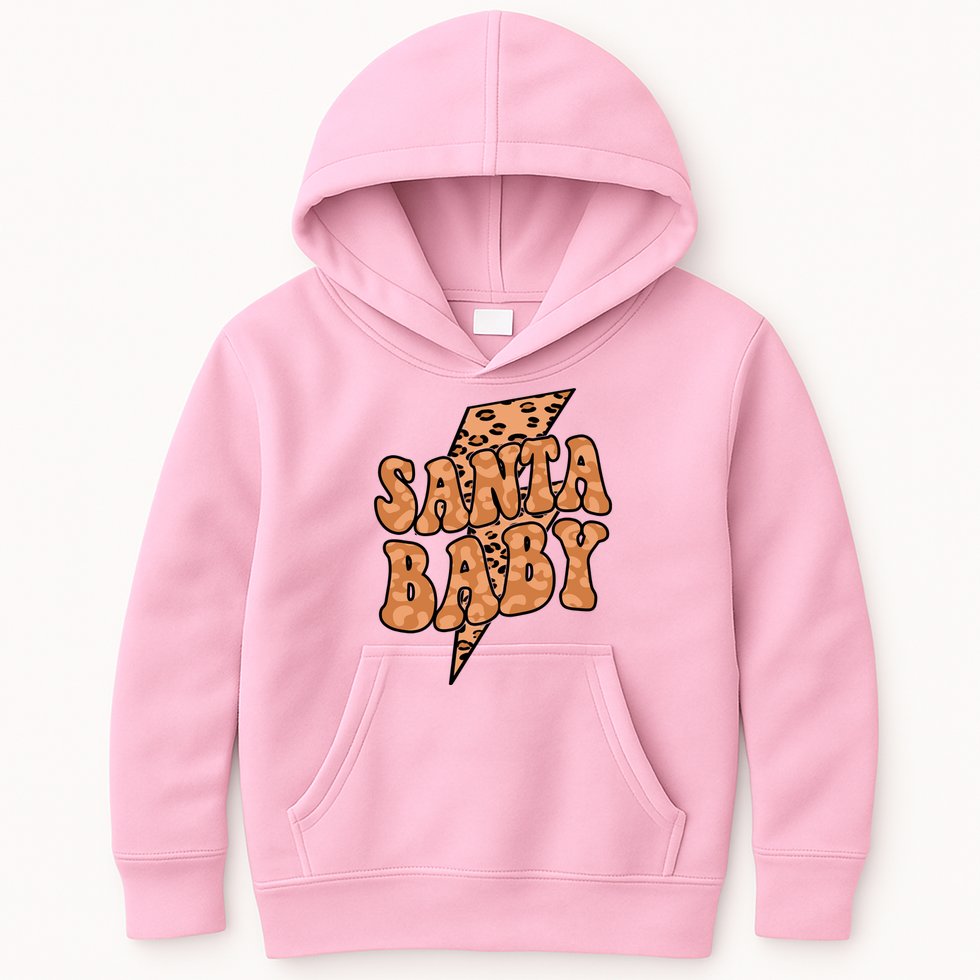 Santa Baby Lightning Cheetah Christmas Kids Hoodie
